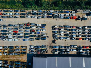 Fototapeta na wymiar Aerial view of the big car dump