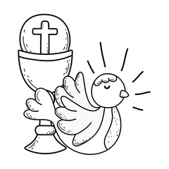 sacred chalice religious with dove bird
