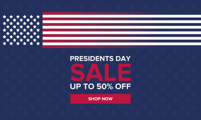 Happy Presidents day in United States. Washington's Birthday. Shopping sale banner, poster or background. Traditional federal holiday in America. Celebrated in February. 