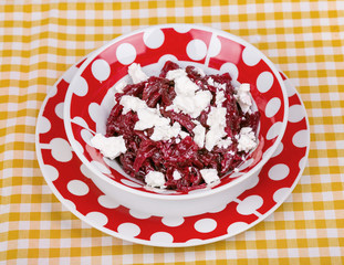 Healthy beetroot, feta cheese salad with parsley