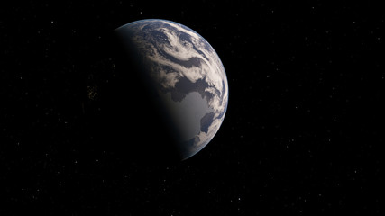 Exoplanet 3D illustrationPlanet Earth blue against the background of the galaxy and the black starry sky (Elements of this image furnished by NASA)