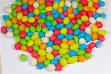 Close up of a assorted jelly beans. Colorful sweet candy background. Shallow depth of field