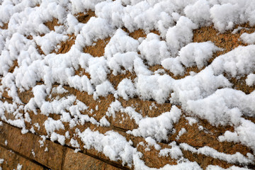 Snow on rock walls