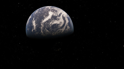 Naklejka na ściany i meble Exoplanet 3D illustrationPlanet Earth blue against the background of the galaxy and the black starry sky (Elements of this image furnished by NASA)