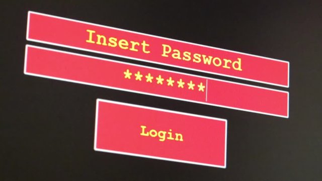 computer monitor with entering the password to access the unauthorized system