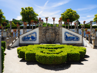 Beautiful staircase with antique motives in the Botanical Garden of the University of Coimbra in...