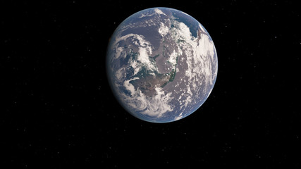 Exoplanet 3D illustrationPlanet Earth blue against the background of the galaxy and the black starry sky (Elements of this image furnished by NASA)