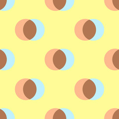 Seamless geometric pattern vector background vintage retro design colorful art with circle round ellipse shapes pink brown blue yellow