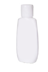 Bottle for cosmetic hygiene products on white background