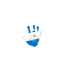 Honduras flag and hand on white background. Vector illustration