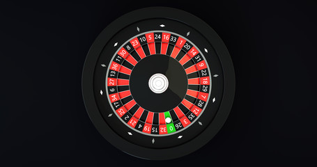 3D rendering of Roulette Wheel, Isolated on Black Background