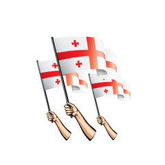 Georgia flag and hand on white background. Vector illustration