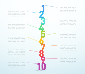 Number Steps 1 to 10 Infographic Vector Design