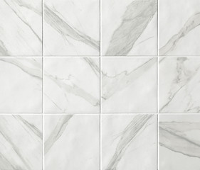 White marble mosaic tiles texture background. Marble tiles with natural pattern.