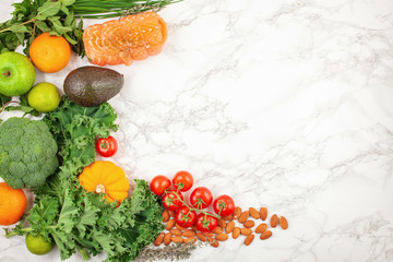 Variety of colorful fruits and vegetables