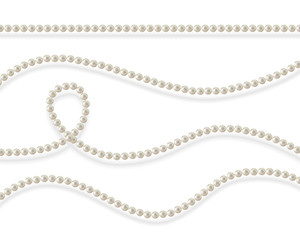 Threads of pearls. Beads. Jewelry. Beautiful vector background.