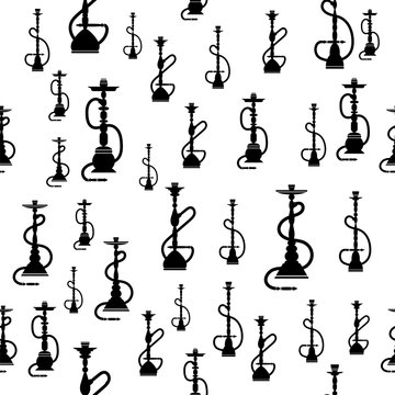 Hookan Silhouette Seamless Pattern Isolated on White Background