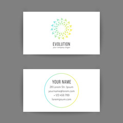 Business card template with creative geometric logo on white background