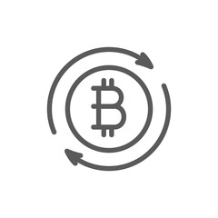 Bitcoin coin sign, cryptocurrency exchange line icon.