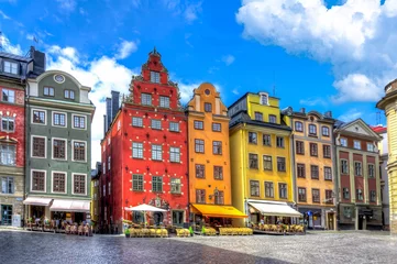 Zelfklevend Fotobehang Stockholm Stortorget-plein in de oude stad van Stockholm, Zweden