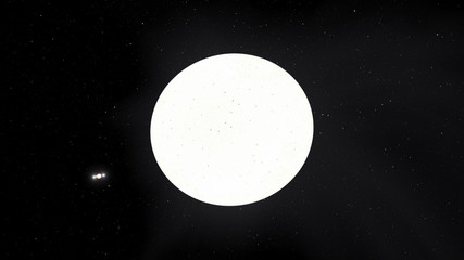 Exoplanet 3D illustration sunwhite star Sirius with spots against a black sky (Elements of this image furnished by NASA)