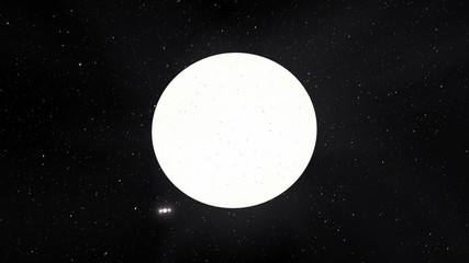 Exoplanet 3D illustration sunwhite star Sirius with spots against a black sky (Elements of this image furnished by NASA)