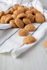 Homemade almond cookies, side view. Selective focus.