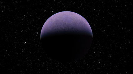 Exoplanet 3D illustration planet lilac on a background of black sky (Elements of this image furnished by NASA)
