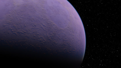 Exoplanet 3D illustration planet lilac on a background of black sky (Elements of this image furnished by NASA)