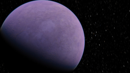 Exoplanet 3D illustration planet lilac on a background of black sky (Elements of this image furnished by NASA)