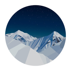 Obraz premium Night mountains low poly vector in a circle