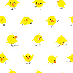 Fototapeta premium Seamless pattern of chicks on white background