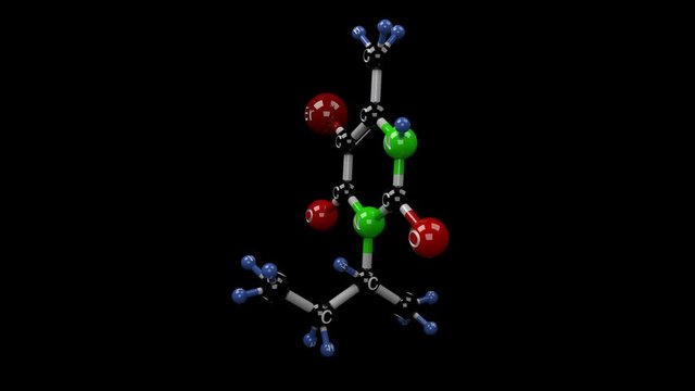 Bromacil molecule. Molecular structure of bromacil, crystalline solid used as an herbicide.  Alpha channel.
