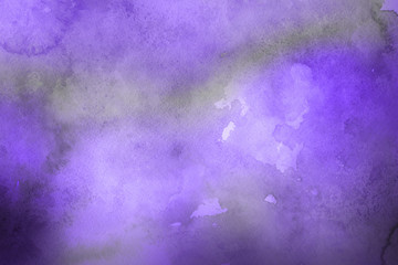 Violet ink and watercolor textures on white paper background. Paint leaks and ombre effects. Hand painted abstract image. © artistmef
