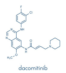 Dacomitinib cancer drug molecule (EGFR inhibitor). Skeletal formula.