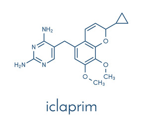 Iclaprim antibiotic drug molecule. Skeletal formula.