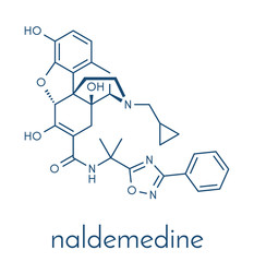 Naldemedine drug molecule. Skeletal formula.