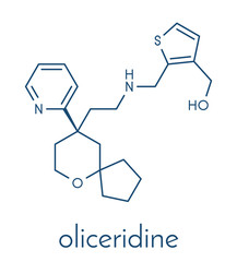 Fototapeta premium Oliceridine opioid pain drug molecule. Skeletal formula.