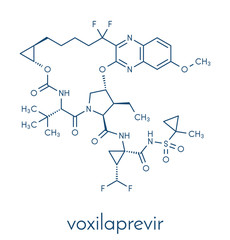 Voxilaprevir hepatitis C drug molecule. Skeletal formula.