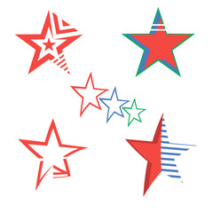 Red Star Logo Concept. Elegant Lightning Symbol. Modern Starry Design Element Isolated on White Background