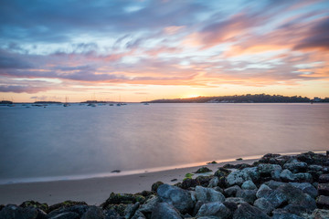 Sunset over Poole Harbour and Brownsea Island