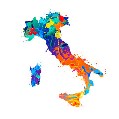 Italy. Silhouette of Italian map of splash paint