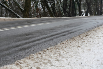 snow scattered from the street