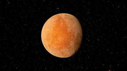 Exoplanet 3D illustration orange planet fiery hot against the bright sun (Elements of this image furnished by NASA)