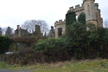 Fototapeta na wymiar The striking ruins of Crawford Priory, Springfield, Cupar, Fife, extended in early 19th century.