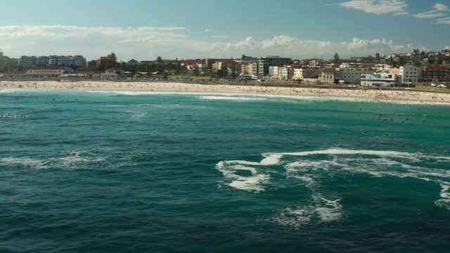 Looking back over Bondi Beach and the Bondi Beach Pavillion