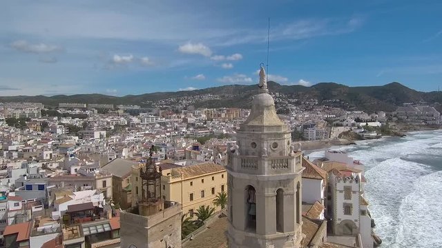 Aerial videos of the beautiful Catalan town, Sitges