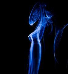Blue smoke on black background