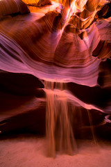 Nature sand falls Antelope Canyon, the famous slot canyon in Navajo reservation near Page, Arizona, USA - 