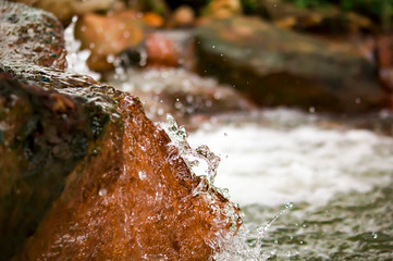 water flowing over the rocks